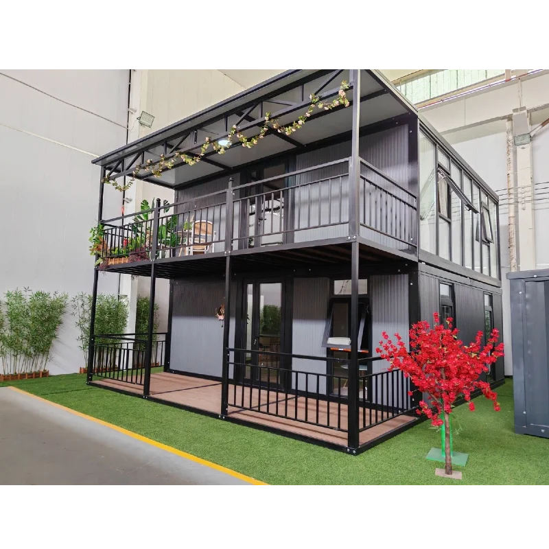 for small resorts luxury 2-story expandable container house has upper bedrooms lower lounges modern and space-saving